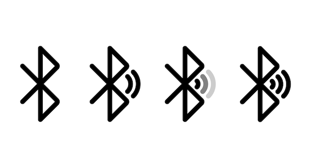 Conjunto de iconos vectoriales Bluetooth con intensidad de señal aislada en fondo blanco