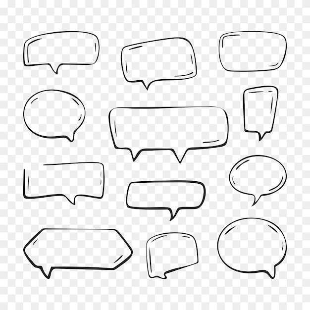 Conjunto de iconos vectoriales de burbujas de habla de Doodle