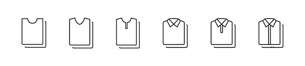 Conjunto de iconos vectoriales de camiseta Colección de símbolos de la línea de camisa Ilustración vectorial