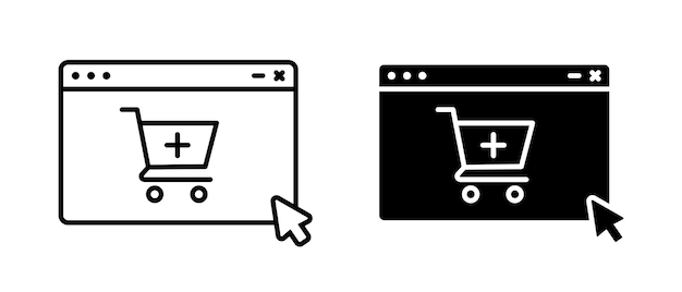 Conjunto de iconos vectoriales del carrito de compras Símbolo de concepto de comercio electrónico Ilustración de compra en una tienda en Internet