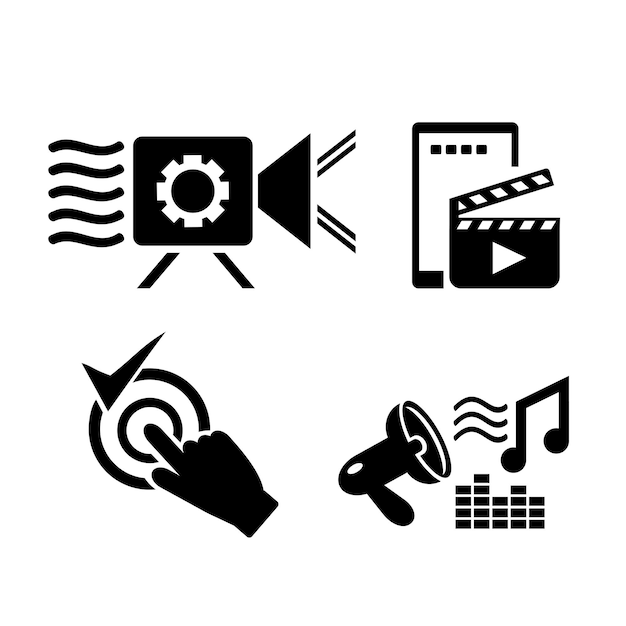Un conjunto de iconos vectoriales para el cine multimedia