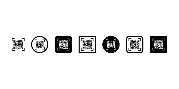 Vector conjunto de íconos vectoriales de códigos qr etiqueta de códigos de barras o pegatina escaneo con teléfono vector 10 eps