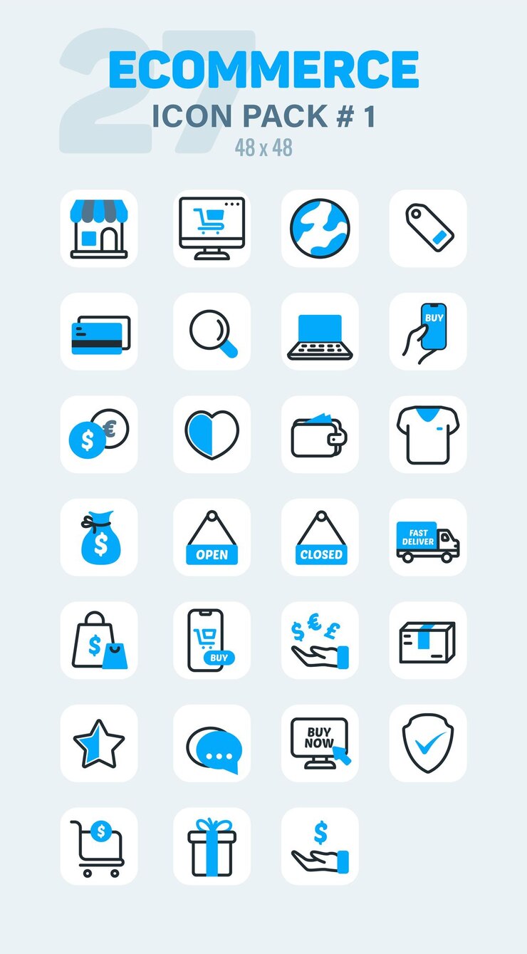 El conjunto de iconos vectoriales de comercio electrónico de color lineal