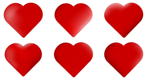 Conjunto de iconos vectoriales con corazón rojo en 6 shadesEPS 10