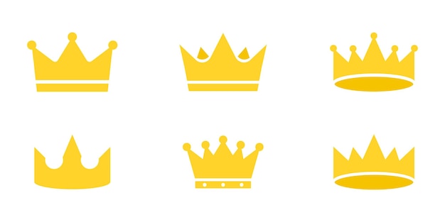 Conjunto de iconos vectoriales de coronas de oro. Colección con coronas amarillas. 10 EPS vectoriales.