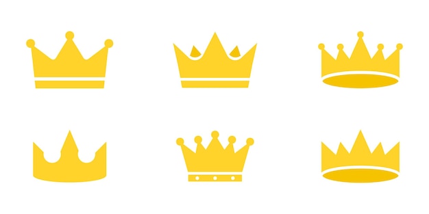 Conjunto de iconos vectoriales de coronas de oro. Colección con coronas amarillas. 10 EPS vectoriales.