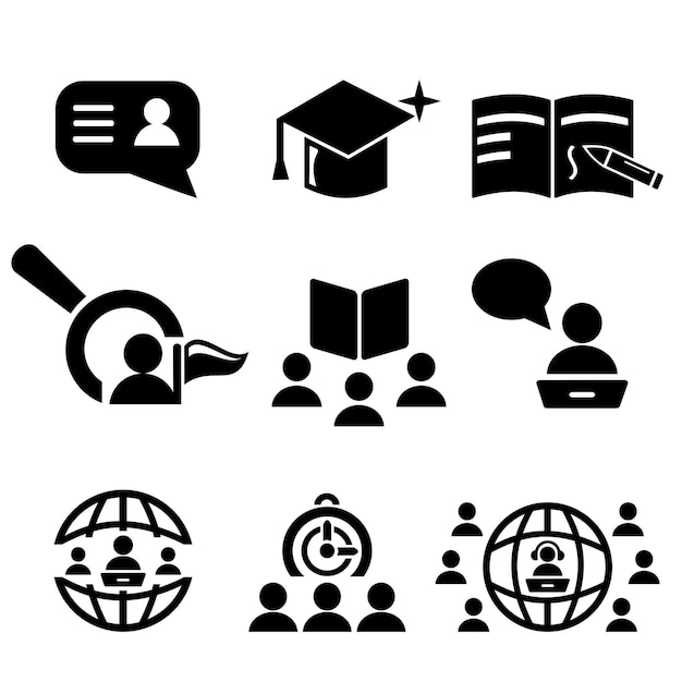 Un conjunto de iconos vectoriales para cursos y educación en línea