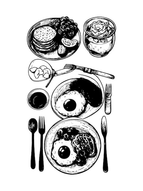 conjunto de iconos vectoriales de desayuno y mañana