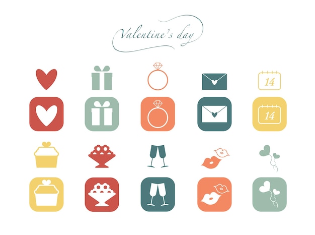 Conjunto de iconos vectoriales del día de San Valentín.