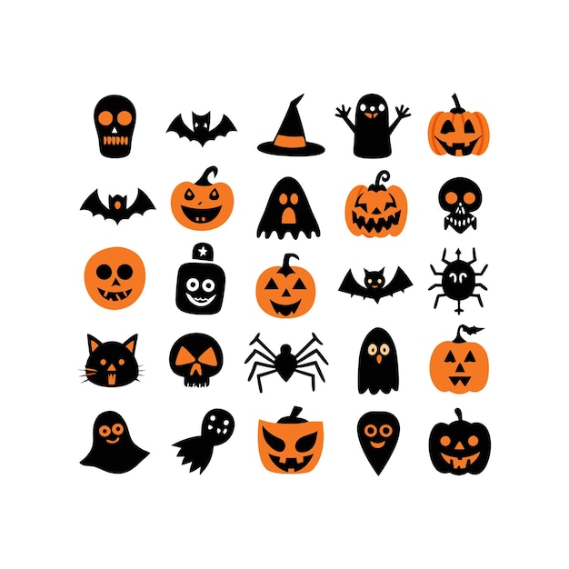 Conjunto de iconos vectoriales dibujados a mano para Halloween