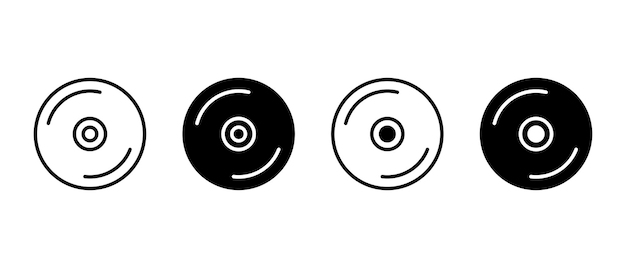 Conjunto de iconos vectoriales de disco compacto Símbolo de contorno de disco CD DVD para aplicaciones Interfaz de diseño web