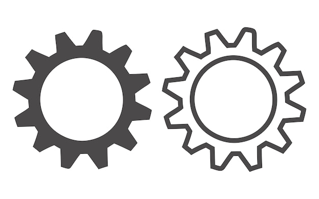 Conjunto de íconos vectoriales de engranajes y siluetas de cabrestantes para diseño industrial y mecánico