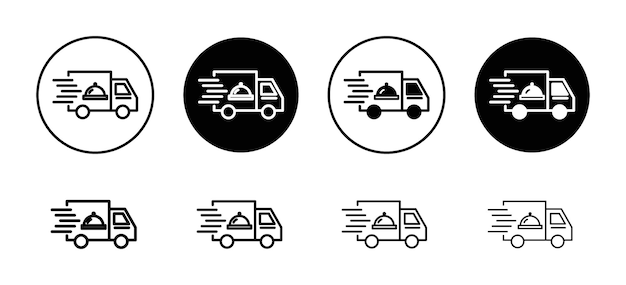 Conjunto de iconos vectoriales de entrega de alimentos Colección de iconos de entrega de comida Icono plano de contorno