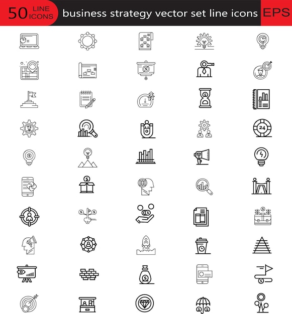 conjunto de iconos vectoriales de la estrategia empresarial