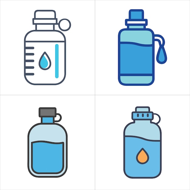 Conjunto de iconos vectoriales de frascos de agua