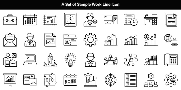 Conjunto de iconos vectoriales Gráficos de gestión de trabajo de oficina de negocios