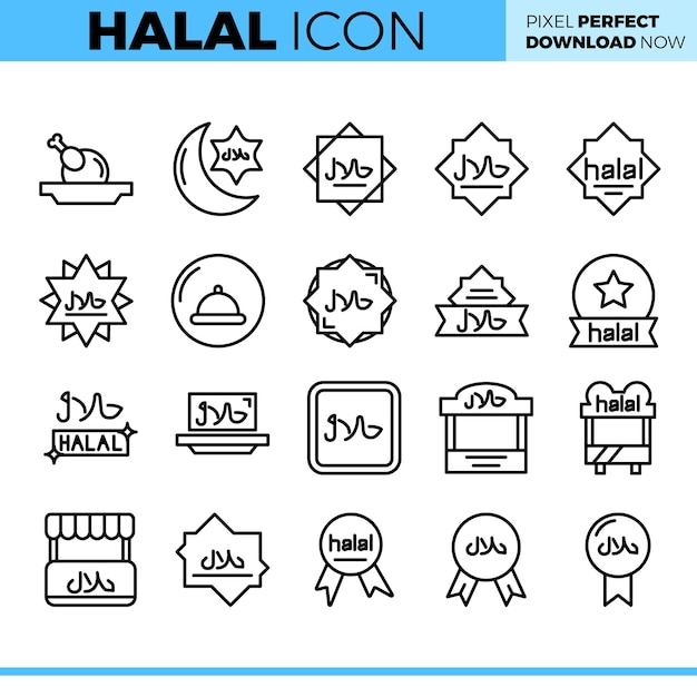 Conjunto de iconos vectoriales halal