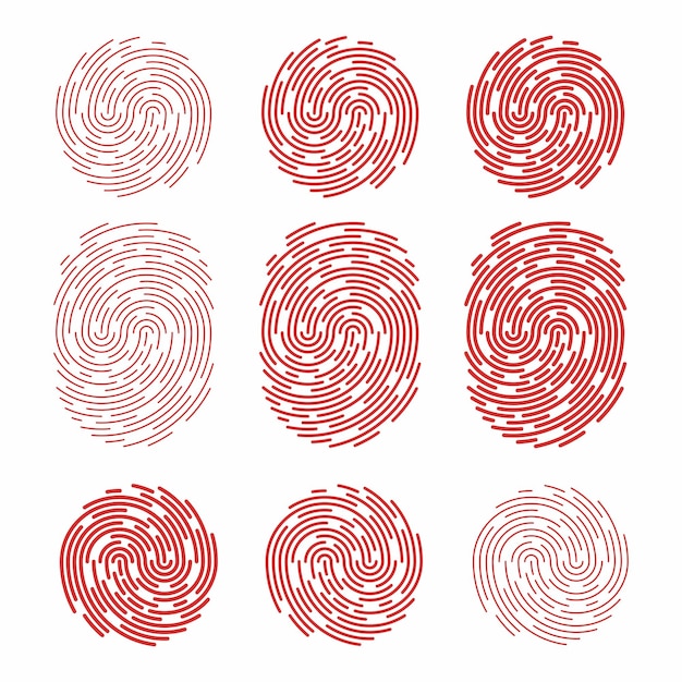conjunto de iconos vectoriales de huellas dactilares