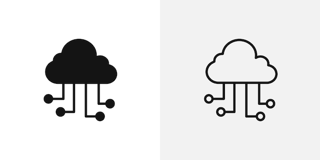 Conjunto de iconos vectoriales de icona de nube de red