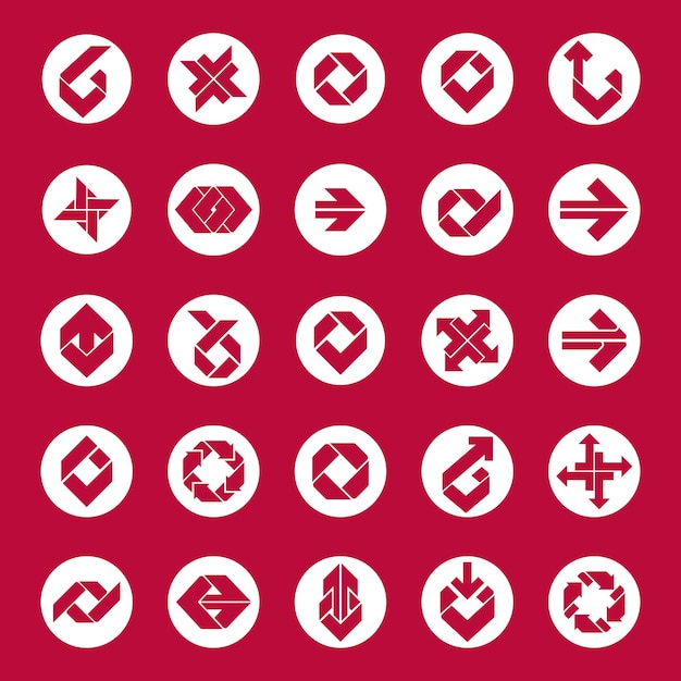 Conjunto de iconos vectoriales inusuales abstractos, colección de símbolos creativos, plantillas elegantes.