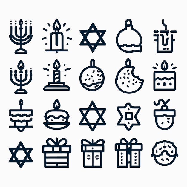 Conjunto de iconos vectoriales de Janucá Conjunto de iconos vectoriales de Janucá