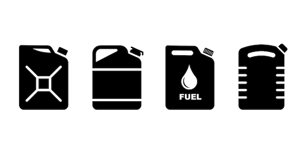 Conjunto de iconos vectoriales de latas de combustible Contenedor de gasolina Canister de combustible