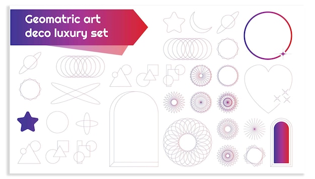 conjunto de iconos vectoriales de lujo art déco geométrico