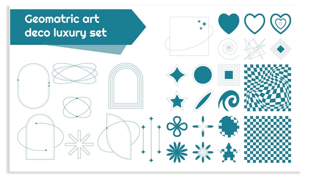conjunto de iconos vectoriales de lujo art déco geométrico