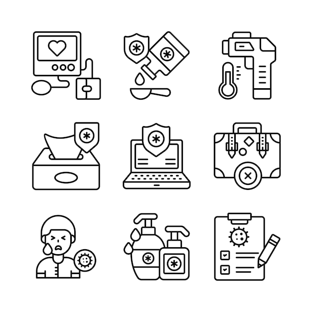 Conjunto de iconos vectoriales médicos y sanitarios Símbolos de calidad premium