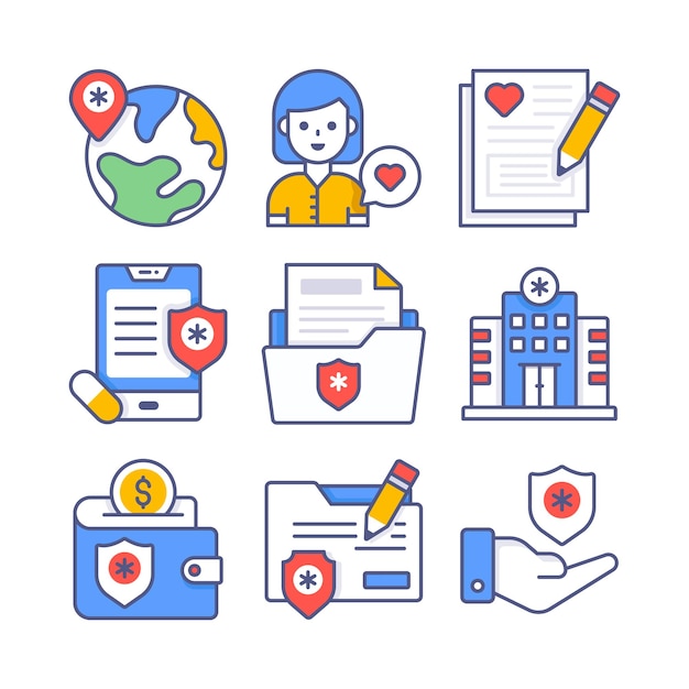 Conjunto de iconos vectoriales médicos y sanitarios Símbolos de calidad premium