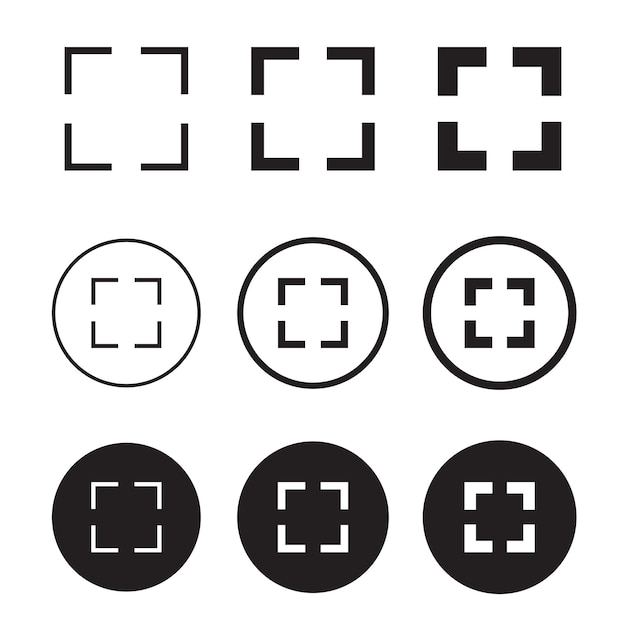 Conjunto de íconos vectoriales de pantalla completa Símbolos de ícones de pantalla completa