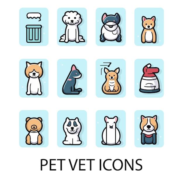 Conjunto de iconos vectoriales planos con una línea delgada