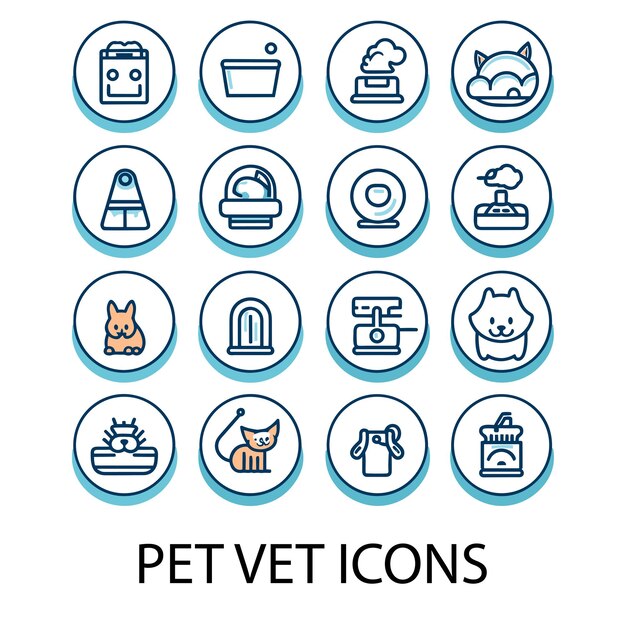 Conjunto de iconos vectoriales planos con una línea delgada