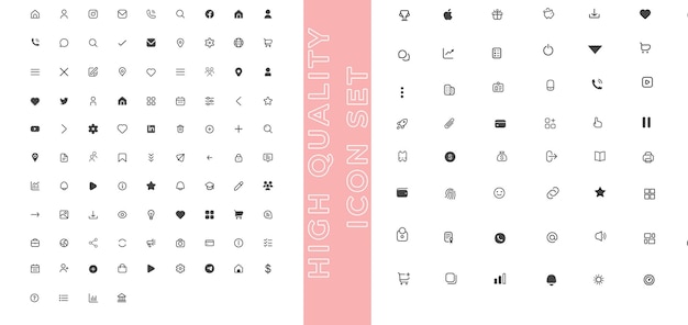Conjunto de iconos vectoriales polivalentes de calidad premium HQ
