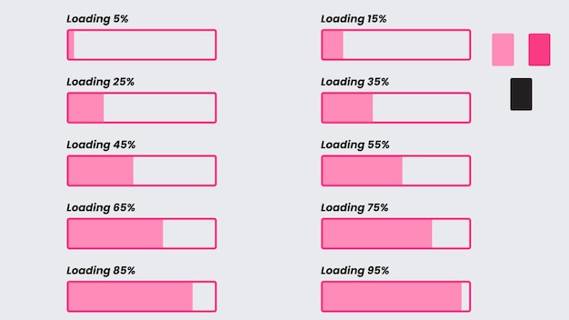 Conjunto de iconos vectoriales de precarga vectorial de moda barra de carga para interfaces web ilustración de plantilla