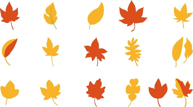 Conjunto de iconos vectoriales de recolección de hojas de otoño