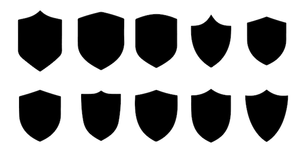 Conjunto de iconos vectoriales de silueta de escudo