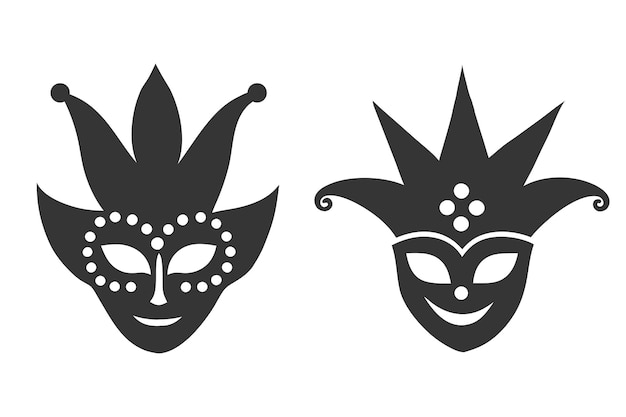 Conjunto de iconos vectoriales de silueta de máscara veneciana