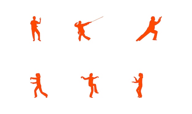 Conjunto de íconos vectoriales de silueta de TaiChi