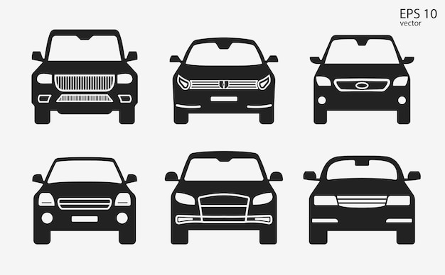 Vector conjunto de íconos vectoriales simples para automóviles de diferentes clases