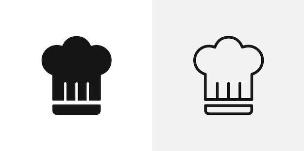Conjunto de iconos vectoriales de sombrero de chef
