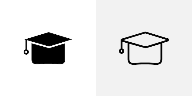 Conjunto de iconos vectoriales de la tapa de graduación