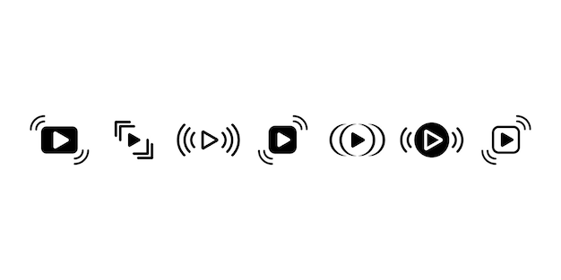 Conjunto de iconos vectoriales de transmisión de video Transmisión en vivo en línea Comunicación virtual Educación en línea