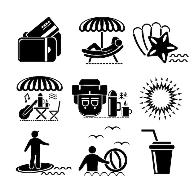 Un conjunto de iconos vectoriales para turismo y recreación 5