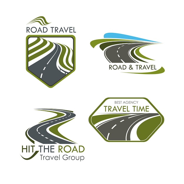 Vector conjunto de iconos vectoriales de viajes y turismo por carretera