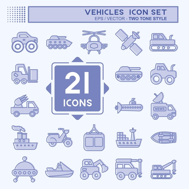 Conjunto de iconos Vehículos adecuados para la educación símbolo de dos tonos estilo diseño simple editable