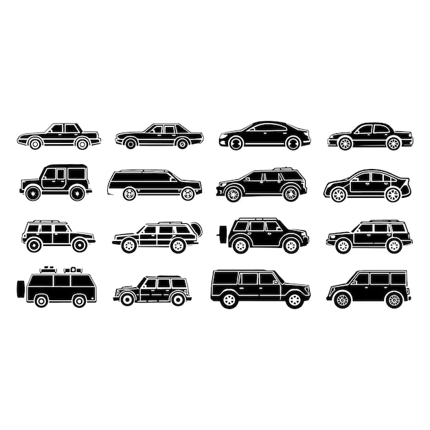 Conjunto de iconos de vehículos de automóviles