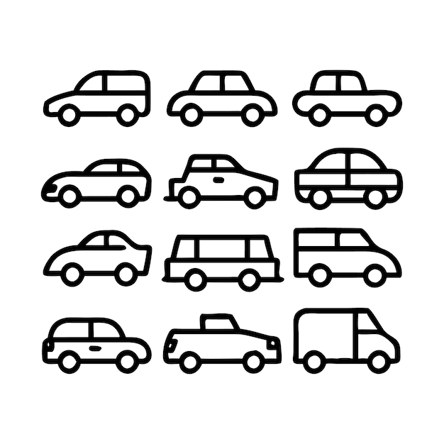 Conjunto de iconos de vehículos de automóviles