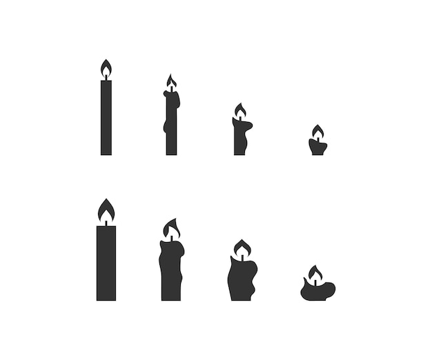 Conjunto de iconos de vela Símbolo de ilustración de vela ardiente Vector de fuente de luz de signo