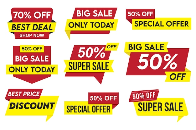 Conjunto de iconos de venta y banner de venta Especial oferta de venta grande descuento de venta mega conjunto de banners de venta